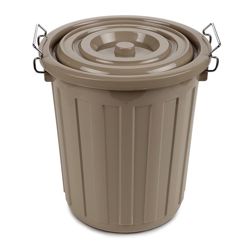 Bora Plastik Kilitli Kapaklı Çöp Kovası, No: 2, 18 Lt, Kahverengi - Bora Plastik