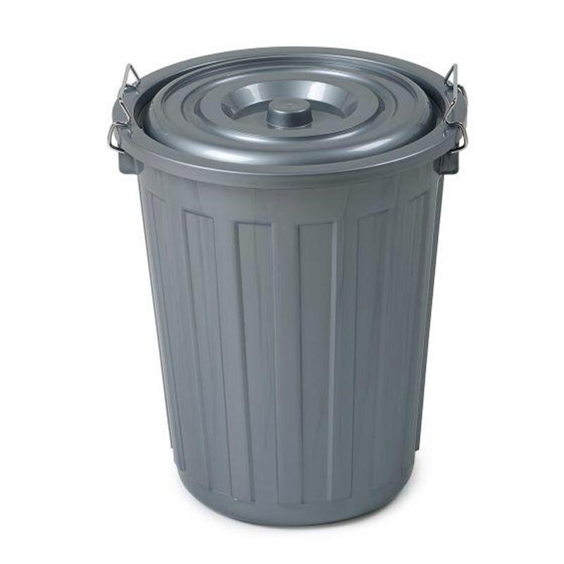 Bora Plastik Kilitli Kapaklı Çöp Kovası, No: 3, 29 Lt, Gri - Bora Plastik