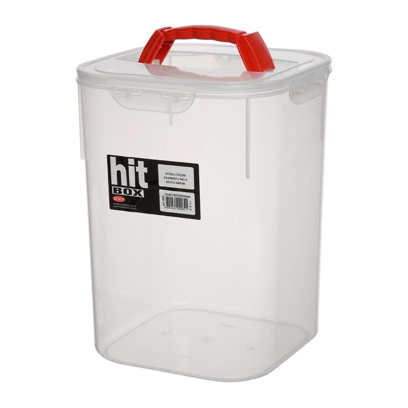 Bora Plastik Kilitli Kapaklı Köşeli Kutu, No: 3, Şeffaf - Bora Plastik