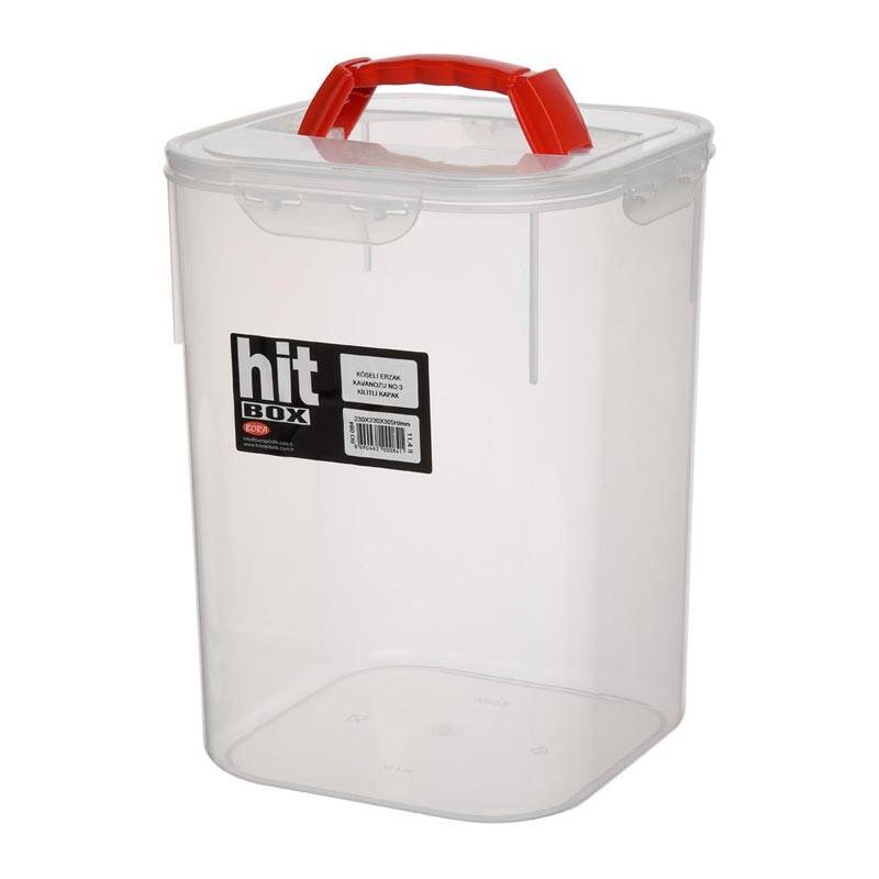 Bora Plastik Kilitli Kapaklı Köşeli Kutu, No: 3, Şeffaf - 1