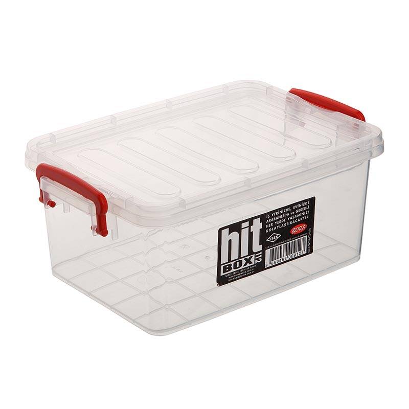 Bora Plastik Kilitli Kapaklı Kutu, 1.8 Lt, Şeffaf - 1