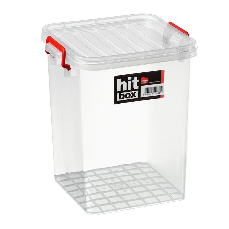 Bora Plastik Kilitli Kapaklı Kutu Kare, 13 Lt, Şeffaf - Bora Plastik