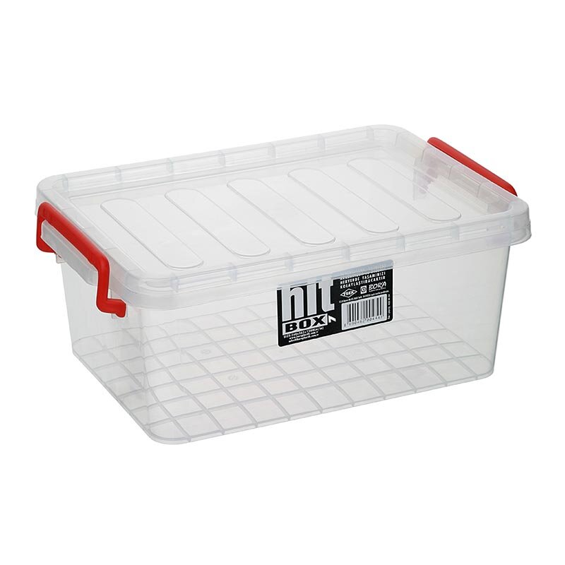 Bora Plastik Kilitli Kapaklı Kutu, No: 7, 8 Lt, Şeffaf - Bora Plastik