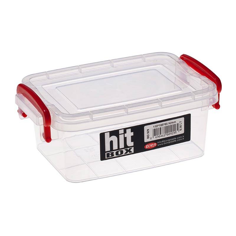 Bora Plastik Kilitli Kapaklı Kutu, No:929, 560 ml, Şeffaf - 1