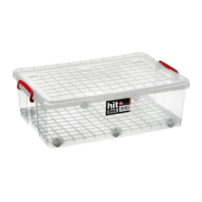 Bora Plastik Kilitli Kapaklı Kutu, Tekerlekli, 29 Lt, Şeffaf - Bora Plastik