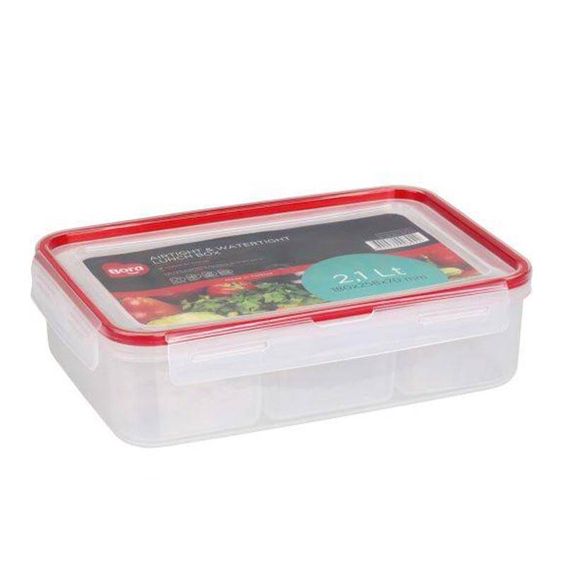 Bora Plastik Kilitli Kapaklı Saklama Kabı, Bölmeli , 2.1 Lt, Şeffaf- - 1