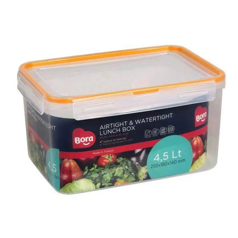Bora Plastik Kilitli Saklama Kabı, 4.5 Lt, Şeffaf - 1