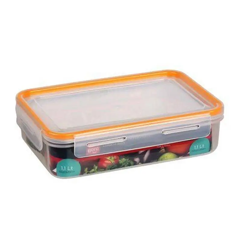 Bora Plastik Kilitli Saklama Kabı, Dikdörtgen , 1.1 Lt, Şeffaf - 1