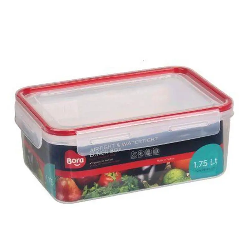 Bora Plastik Kilitli Saklama Kabı, Dikdörtgen , 1.75 Lt, Şeffaf - 1