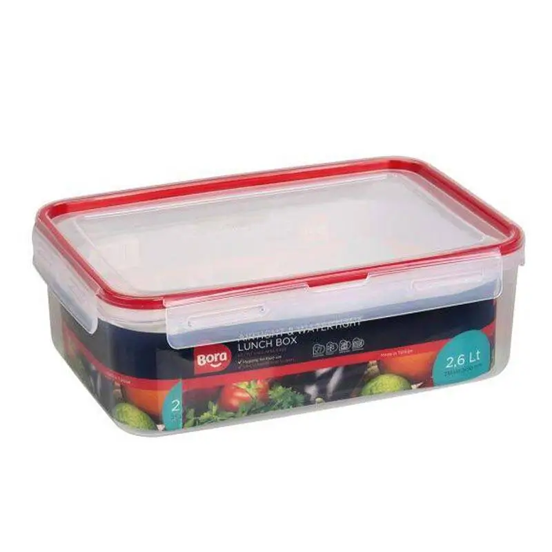 Bora Plastik Kilitli Saklama Kabı, Dikdörtgen, 2.6 Lt,Şeffaf - 1