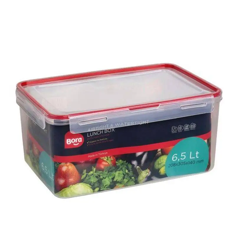 Bora Plastik Kilitli Saklama Kabı, Dikdörtgen, 6.5 Lt, Şeffaf - 1