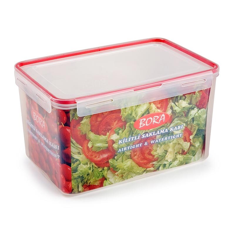 Bora Plastik Kilitli Saklama Kabı, Dikdörtgen, 7.9 Lt, Şeffaf - Bora Plastik