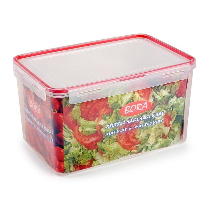 Bora Plastik Kilitli Saklama Kabı, Dikdörtgen, 7.9 Lt, Şeffaf - 1