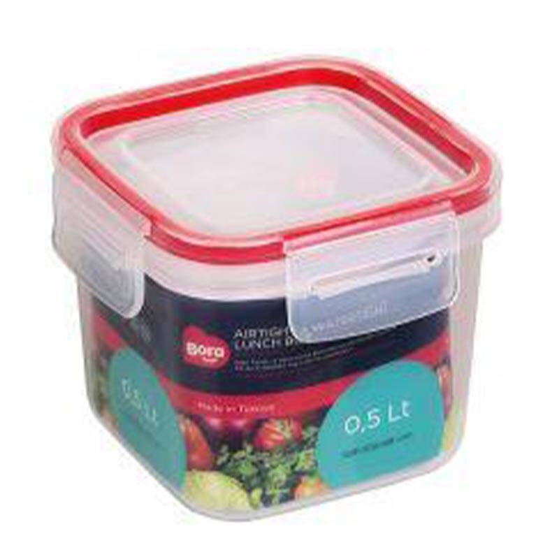Bora Plastik Kilitli Saklama Kabı, Kare, 475 ml, Şeffaf - 1