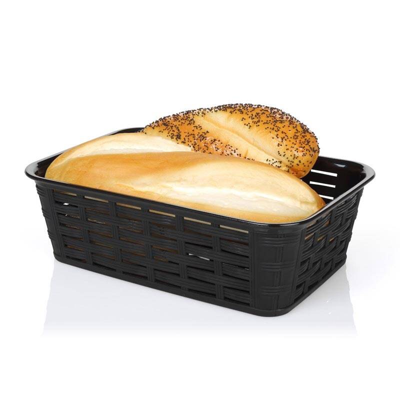 Bora Plastik Köşeli Ekmeklik, Hasır Desenli 15.5x22.5 cm, Siyah - 1