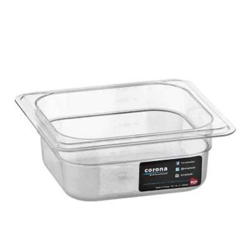Bora Plastik GN 1/6-65 mm Polikarbon Gastronorm Küvet, 1 Lt, Şeffaf - 1
