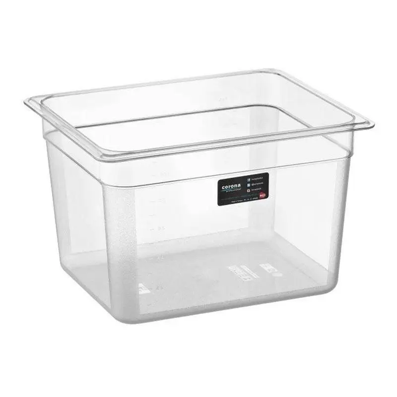 Bora Plastik GN 1/2-200 mm Polikarbon Gastronorm Küvet, 11 Lt, Şeffaf - 1