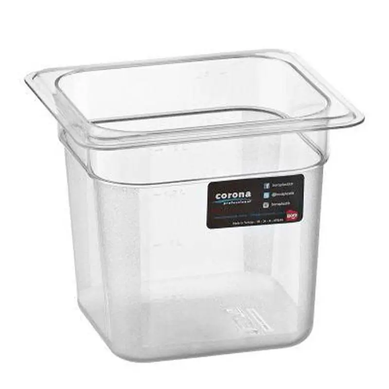 Bora Plastik GN 1/6-150 mm Polikarbon Gastronorm Küvet, 2 Lt, Şeffaf - 1
