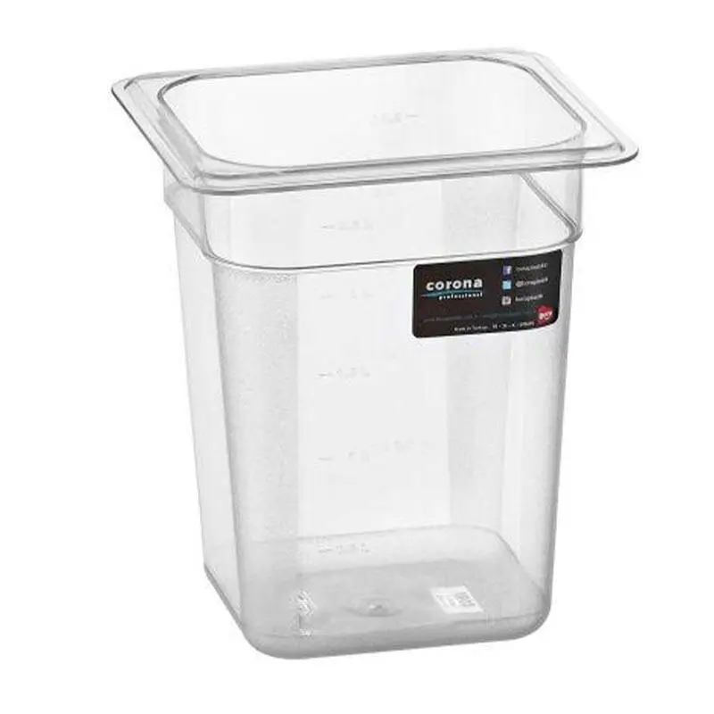Bora Plastik GN 1/6-200 mm Polikarbon Gastronorm Küvet, 2.5 Lt, Şeffaf - 1