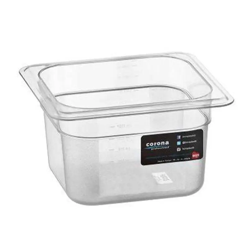 Bora Plastik Küvet, Polikarbon, GN 1/6-100 mm, 1.5 Lt, Şeffaf - 1