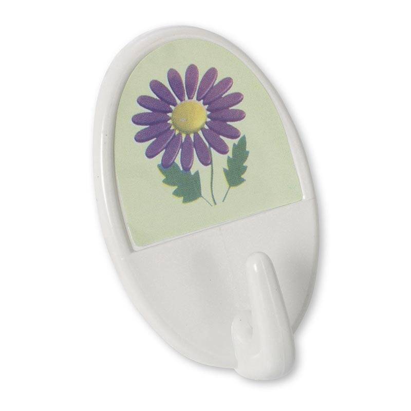 Bora Plastik Oval Duvar Askısı, 2 Adet, Beyaz Gövde, Çiçek Desen - 1