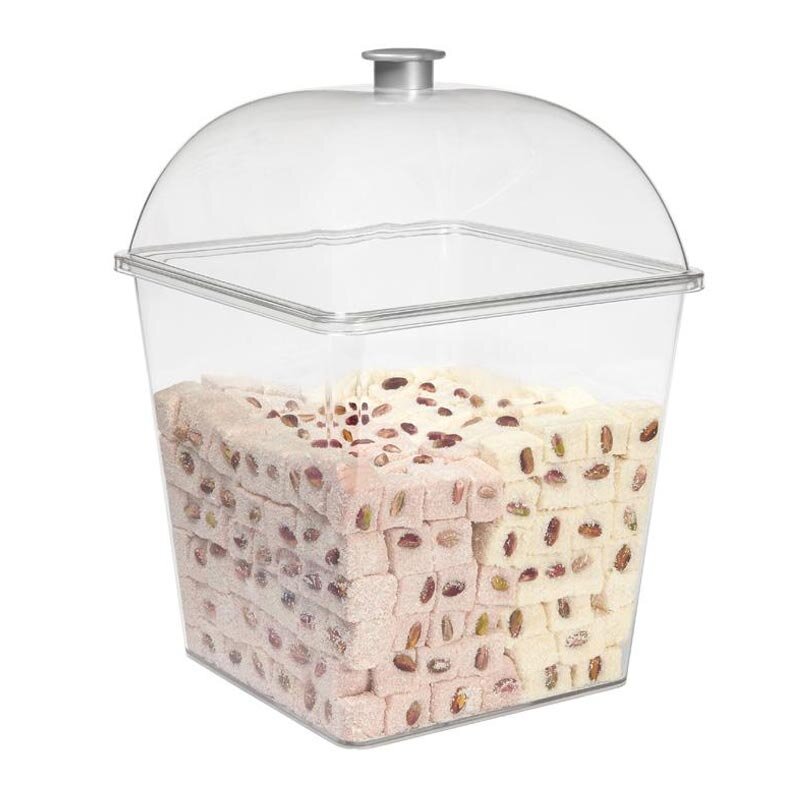 Bora Plastik Pasta ve Kek Fanusu, Kare, Kapaklı, Derin Gövde, Şeffaf - Bora Plastik