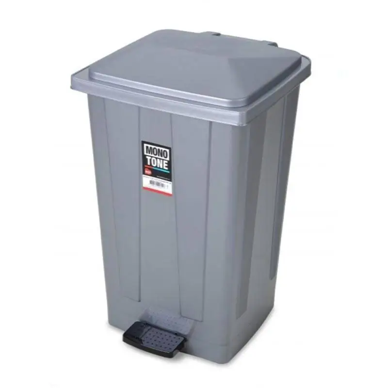 Bora Plastik Pedallı Kapaklı Çöp Kovası, No: 4, 48 Lt, Gri - 1