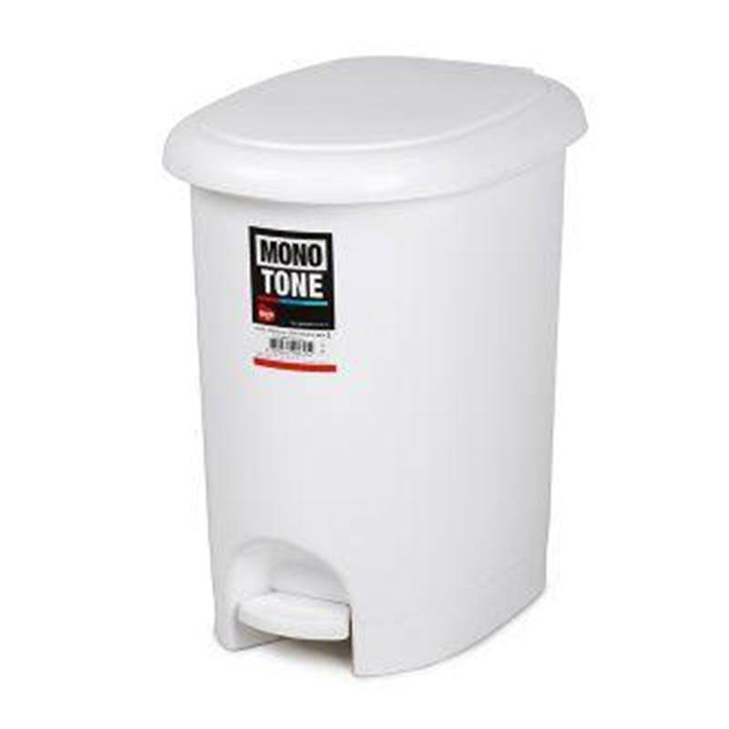  Bora Plastik Pedallı Kapaklı Çöp Kovası, Oval, 17 Lt, Beyaz - 1