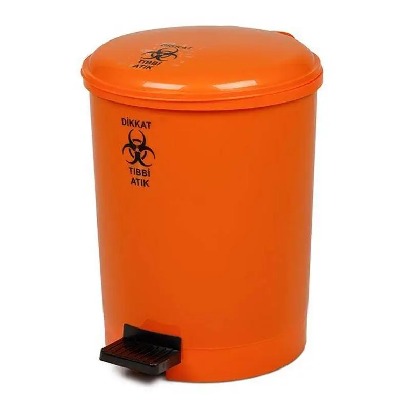 Bora Plastik Pedallı Kapaklı Tıbbi Atık Çöp Kovası, No: 3, 20 Lt, Turuncu - 1