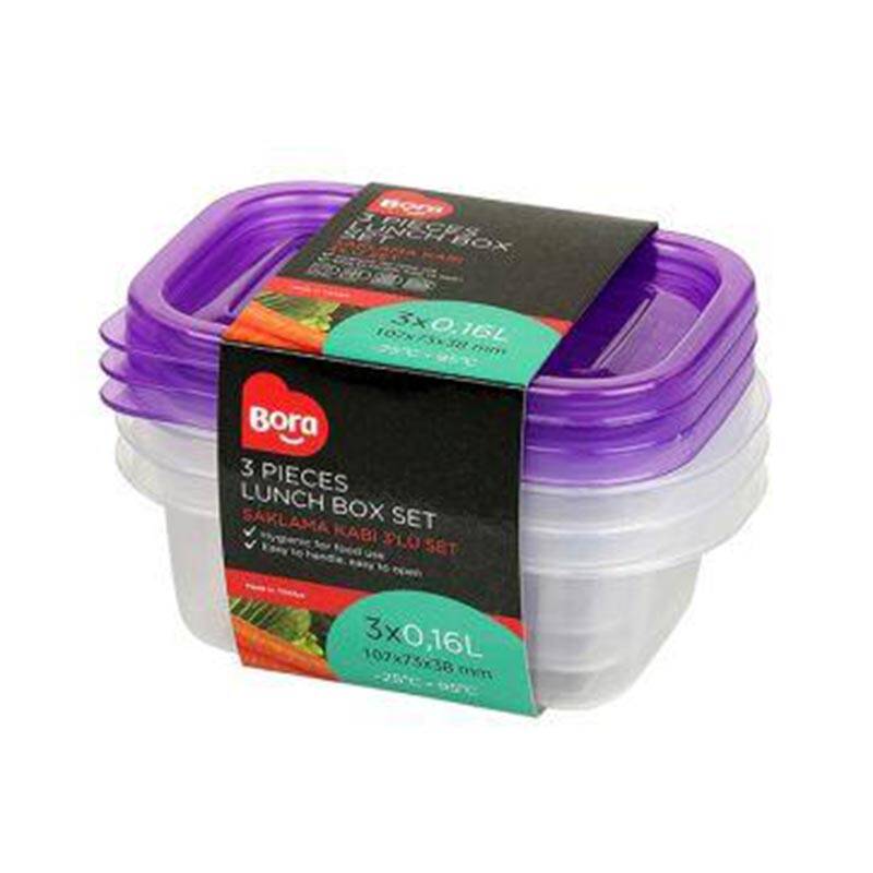 Bora Plastik Pratik Boy Saklama Kapları 3’lü set, 160 ml - 1