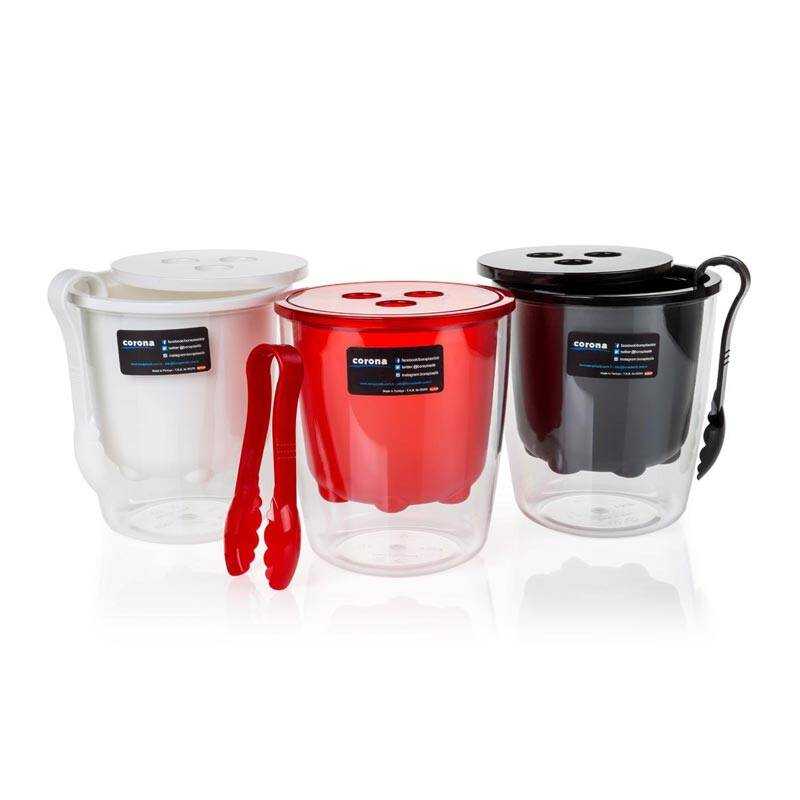 Bora Plastik Pratik Süzgeçli Buz Kovası, Polikarbonat, Beyaz - 1