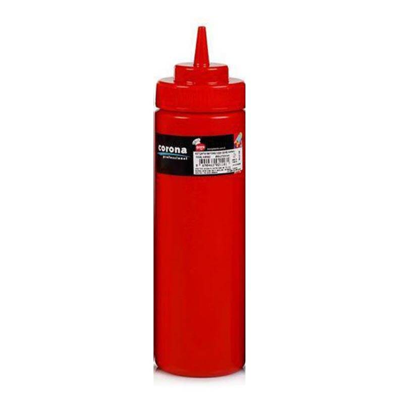 Bora Plastik Profesyonel Sıkma Hardal Şişesi, Kapaklı,700 ml, Kırmızı - 1