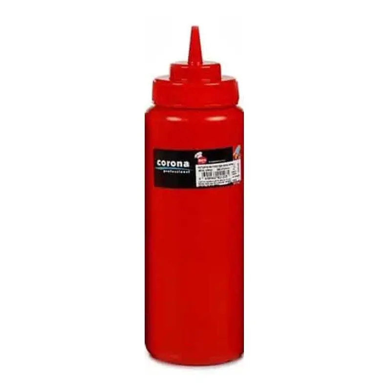 Bora Plastik Profesyonel Sıkma Ketçap Şişesi, Kapaklı, 950 ml, Kırmızı - 1