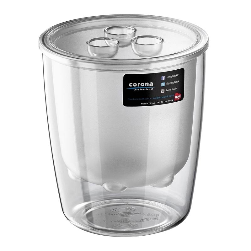 Bora Plastik Profesyonel Süzgeçli Buz Kovası, Polikarbonat, Şeffaf - Bora Plastik