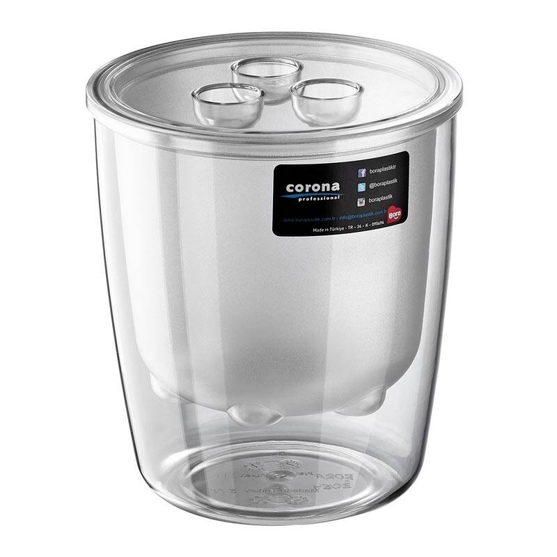 Bora Plastik Profesyonel Süzgeçli Buz Kovası, Polikarbonat, Şeffaf - 1