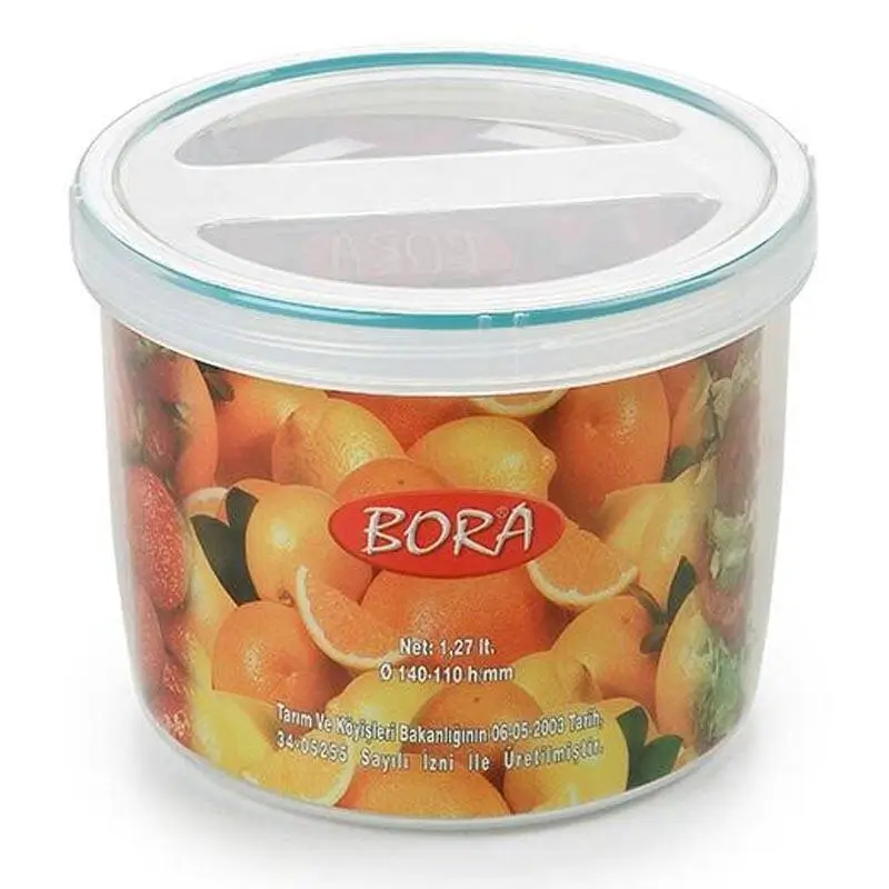 Bora Plastik Saklama Kabı, Contalı, Vidalı, No: 10, 1.27 Lt, Şeffaf - 1
