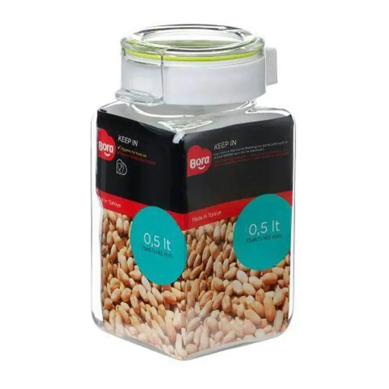 Bora Plastik Köşeli Pet Saklama Kabı, No:2, 500 ml, Şeffaf - 1