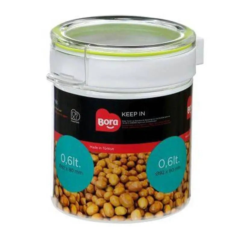 Bora Plastik Yuvarlak Pet Saklama Kabı, No:3, 600 ml, Şeffaf - 1
