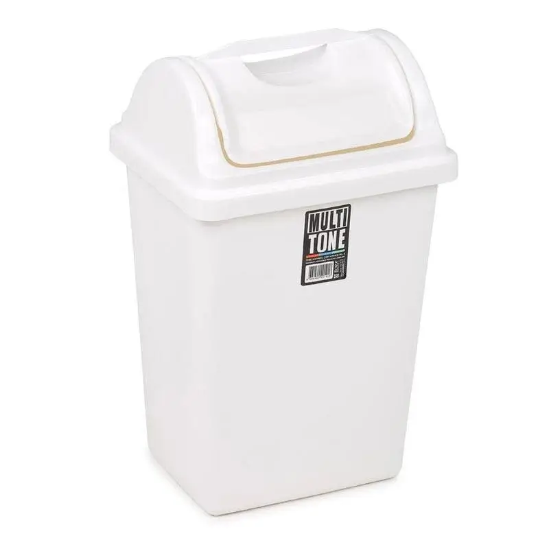 Bora Plastik Sallanır Kapak Çöp Kovası, No: 3, 14 Lt, Beyaz - 1