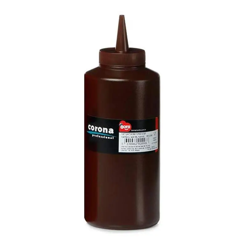 Bora Plastik Sıkma Çikolata Sos Şişesi, Kapaklı, 420 ml, Kahverengi - 1
