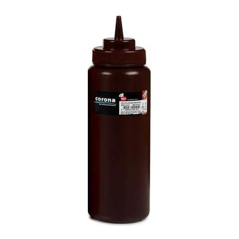 Bora Plastik Sıkma Çikolata Sos Şişesi, Kapaklı, 950 ml, Kahverengi - 1