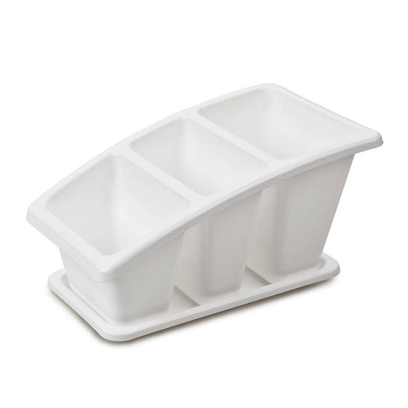 Bora Plastik Tezgahüstü Tepsili Kaşıklık, 3 Bölmeli, Beyaz - 1