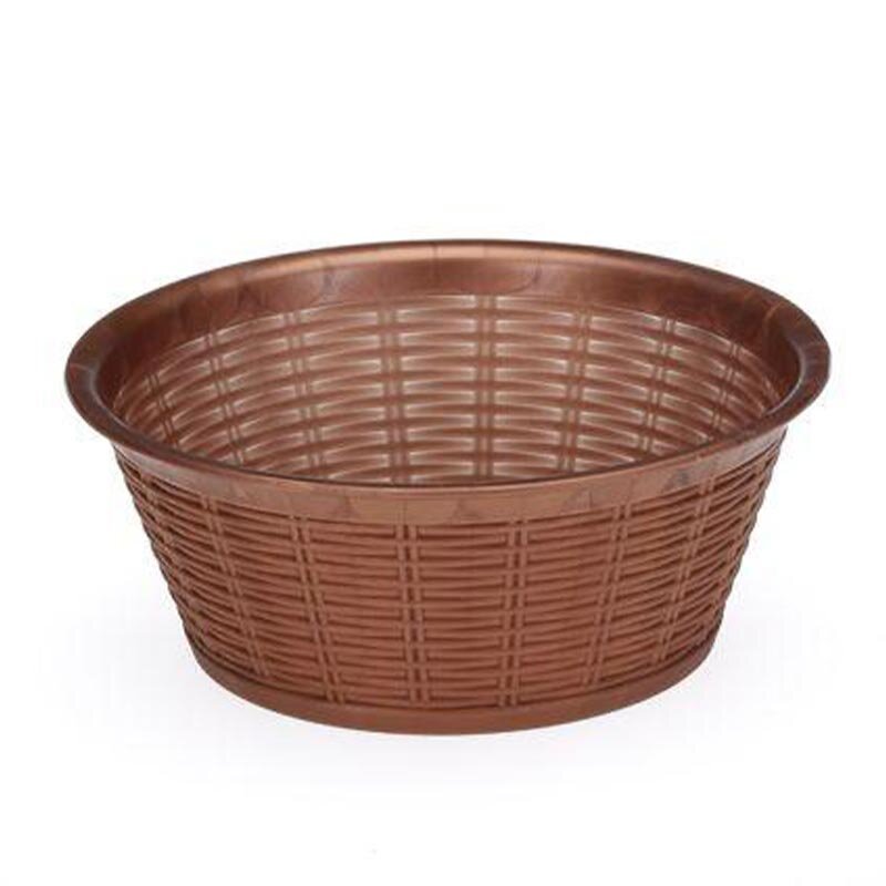 Bora Plastik Yuvarlak Ekmek Sepeti, Hasır Desenli, 19.5 cm, Kahverengi - Bora Plastik (1)