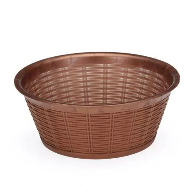 Bora Plastik Yuvarlak Ekmek Sepeti, Hasır Desenli, 19.5 cm, Kahverengi - Bora Plastik (1)