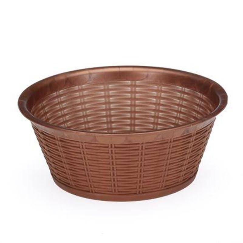 Bora Plastik Yuvarlak Ekmek Sepeti, Hasır Desenli, 19.5 cm, Kahverengi - 2