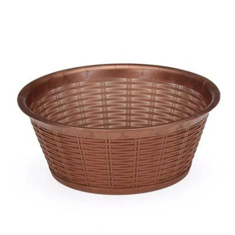 Bora Plastik Yuvarlak Ekmek Sepeti, Hasır Desenli, 19.5 cm, Kahverengi - 2