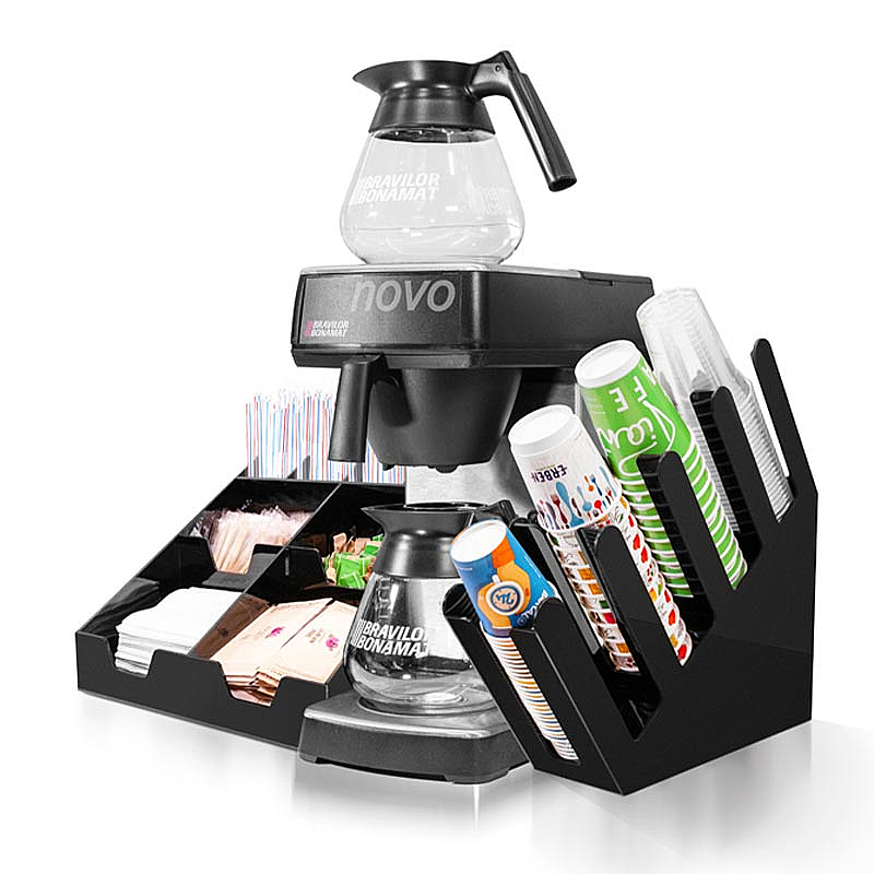 Bravilor Bonamat Novo Filtre Kahve Makinesi + Bardaklık Standı + Peçete ve Karıştırıcı Standı, Parlak Siyah Stant - Bravilor Bonamat (1)