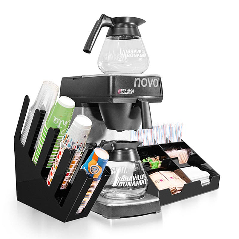 Bravilor Bonamat Novo Filtre Kahve Makinesi + Bardaklık Standı + Peçete ve Karıştırıcı Standı, Parlak Siyah Stant - 3