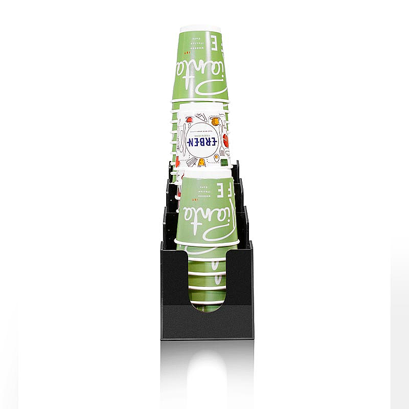 Coffeetech Bardaklık ve Kapaklık Standı, Pleksi, 106x314x200 mm, Parlak Siyah - 2