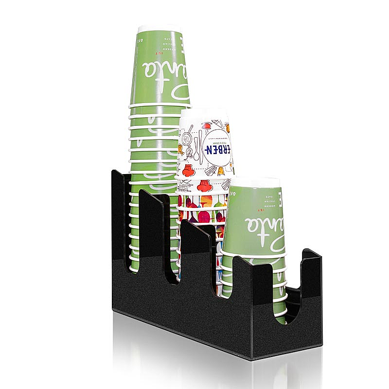 Coffeetech Bardaklık ve Kapaklık Standı, Pleksi, 106x314x200 mm, Parlak Siyah - 3